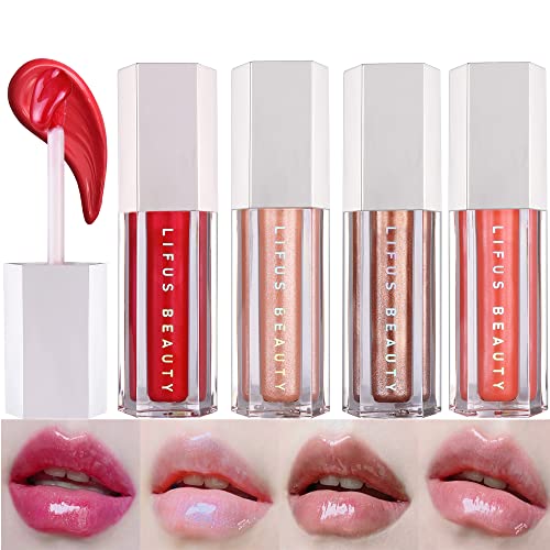 LIFUS Lip Gloss,Hydrating Lip Oil Tinted Set | Long Lasting | Non-Sticky | High Shine for Plumper Looking Lips,Moisturizing Lip Oil Gloss for Lip Care and Dry Lips - 5