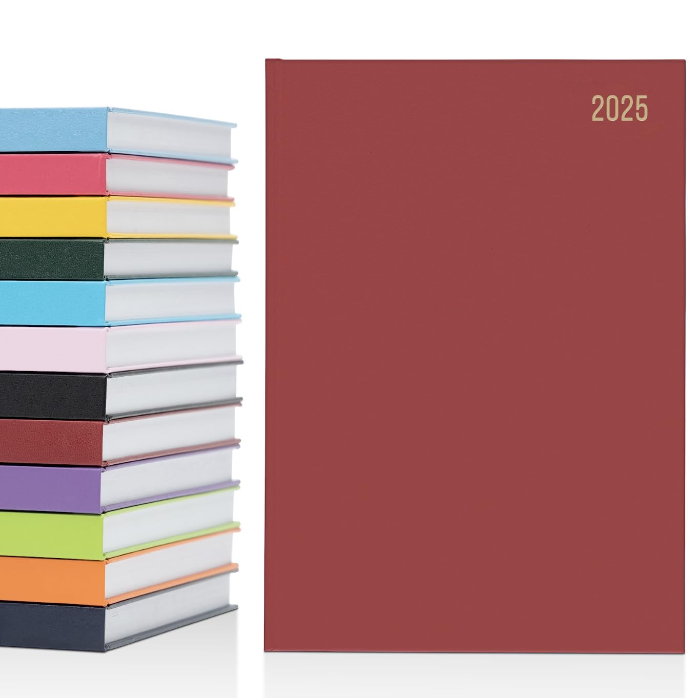 Agenda de 2025, tamaño A4, una página por día, con tapa dura, año completo, calendario diario, A4, un día por página, color rojo (idioma español no garantizado)