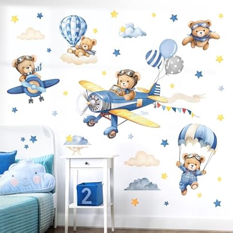 Decalmile Airplane Animal Wall Stickers Cover