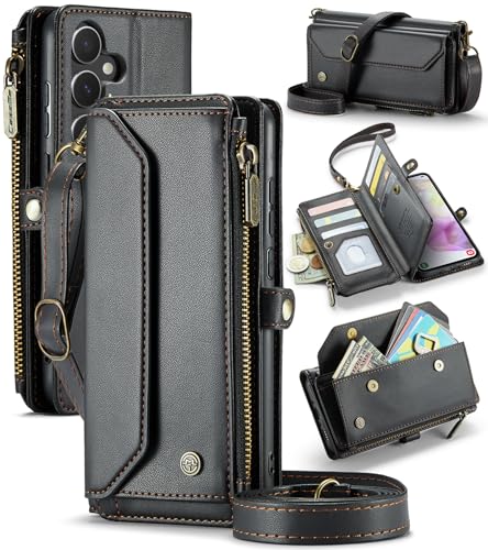 Étui portefeuille en cuir PU noir de qualité supérieure pour Galaxy A35