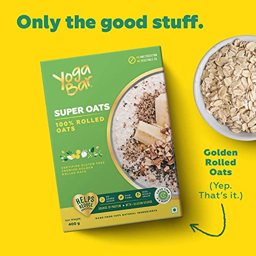 Image of Yogabar 100% Rolled Oats Combo | Rolled Oats kg | Yogabar 100% Super Rolled Oats 400g | Gluten Free Oats with High Fibre, 100% Whole Grain, Non GMO | Healthy Super Food
