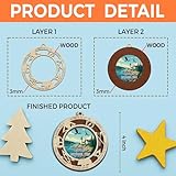 Lerime66 Acadia National Park Christmas Ornament, 2 Layer Wood Laser Cut Design, Holiday Tree Decoration, Travel Souvenir Gift, Lighthouse, Coastal & Hiking Memory