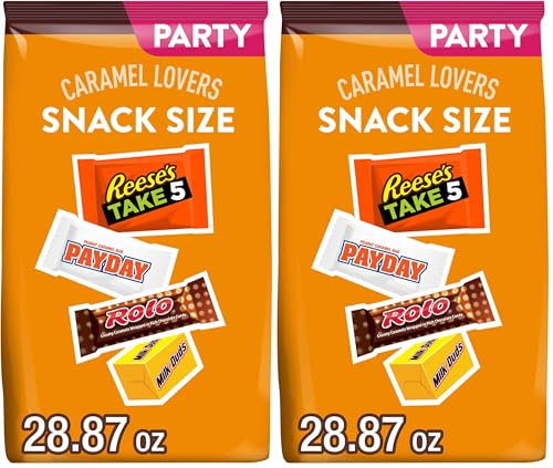 Image of Hershey Assorted Caramel Flavored Snack Size, Candy Party Pack, 28.87 oz (Pack of 2)