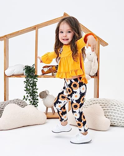 Kid Toddler Girl Clothes Bowknot Ruffle Sleeve Top Floral Allover Pants 3-9 Years Fall Outfit Set3