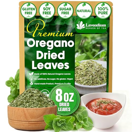 Image of Lavendium, Premium 8oz Dried Oregano Leaves, 100% Natural & Pure Oregano Herb, No Additives or Preservatives, Non-GMO, Plant-Based & Vegan, Perfect for Pizza, Pasta, Marinades & Seasoning