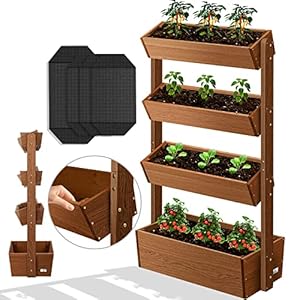 KESSER® Plantentrap, rek met 4 niveaus voor planten, kruiden, bloemen in trapvorm, kruidentuin, bloembakken, inclusief worteldoek, bed voor planten voor op terras, balkon en in de tuin