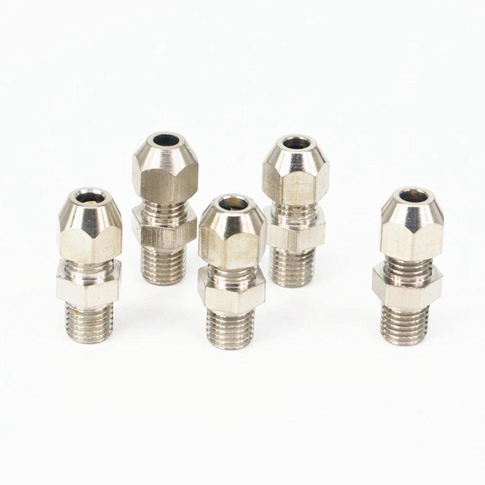 Tomeco 5pcs M10x1 Metric Male Thread Brass Fit 4mm OD Tube Coupler Adapter Connector Compression fitting For Tubing