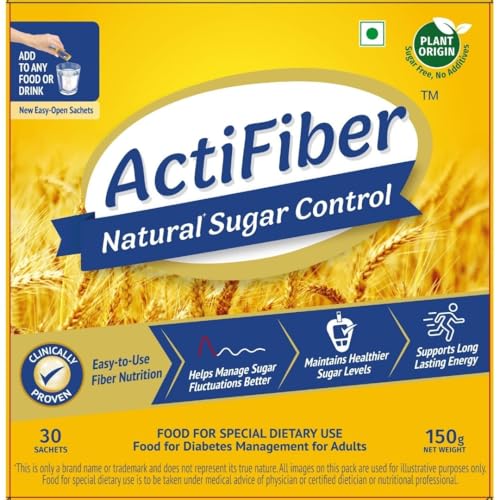 Image of ActiFiber Natural Sugar Control | Food for Special Dietary Use for Diabetes Management | Manage Blood Sugar Fluctuations Better | Clinically Proven | Plant Origin | Easy to Use (150Gms, 30 sachets)