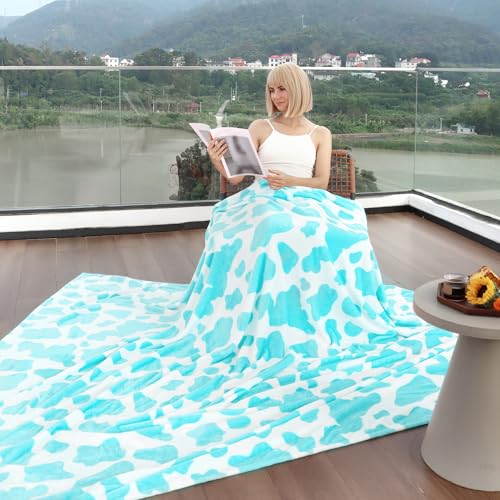Image of Blue Throw Blanket for Kids, Cute Soft Small Cyan Fleece Blankets for Indoor & Outdoor, Sky Blue Room Decor for Teens Girls Boys Women