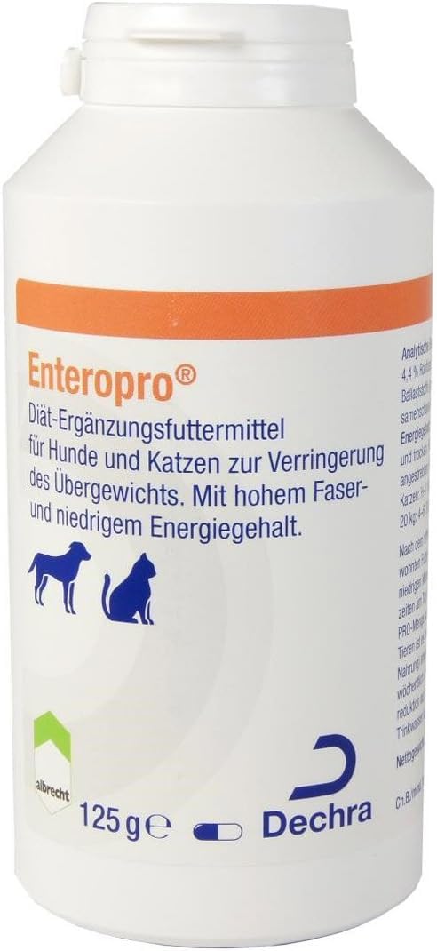 Dechra Enteropro 500 mg | 250 Kapseln | Diät-Ergänzungsfuttermittel für Hunde & Katzen | Bei Übergewicht