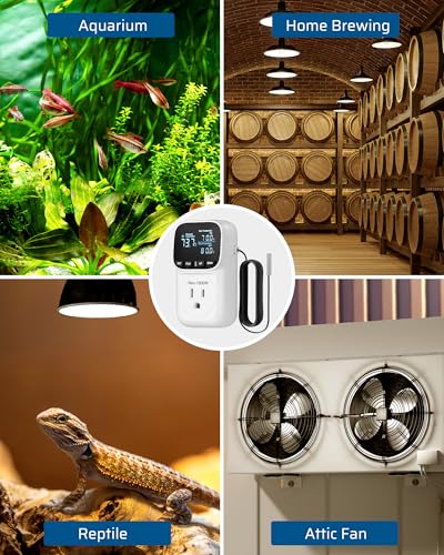 Dewenwils HTCS02A Digital Temperature Controller, Heavy Duty 15A/1800W Thermostat Outlet Plug thumb #6