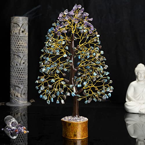 Image of ZAICUS Amethyst Turquoise Gemstone Tree Feng Shui Bonsai 10-12 Inch