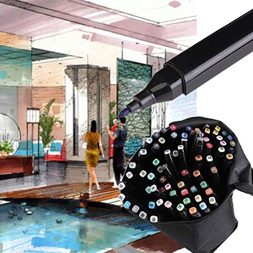 Image of Tongfushop 60 Alcohol Pens Set, 2 Secs Quick Dry Alcohol Markers Set, Double-Sided Marker Pen Felt Pens with Anti-Seaside Spacer Holder for Painting, Drawing, Design, Manga