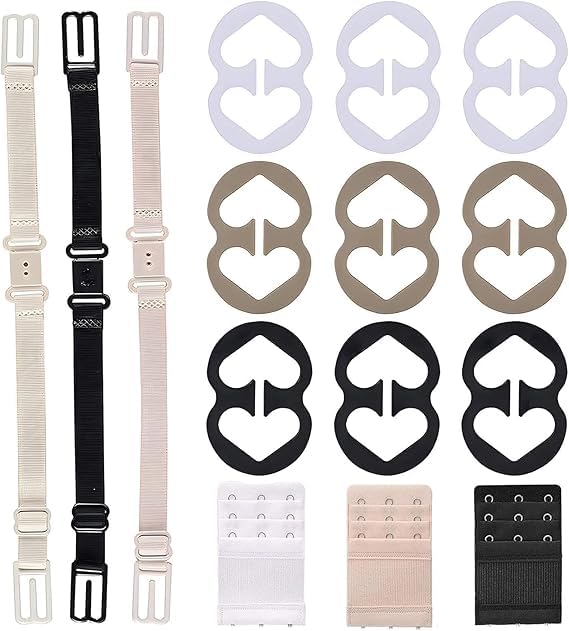 Image of Bra Strap Clips,12 Bra Clips and Bra Straps Holder Women's Black,White,Beige for Full Cup Size