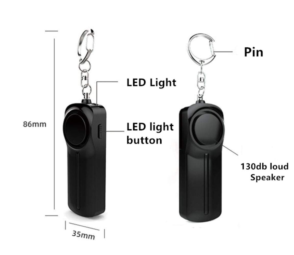 Self Defense Personal Alarm Siren- 130 dB Loud Emergency Alarm Keychain with LED Light- Security Personal Protection Devices for Women Girls Kids and Elderly (White)