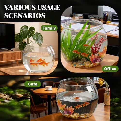 Image of Geelin 3 Gallon Plastic Fish Tank Large Bowl Shatterproof with Crystal Clear Clarity for Terrarium, Flower Vase Centerpiece Gift for Fish Lovers (Round)