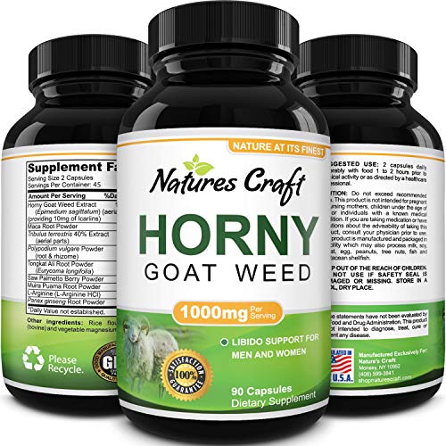 1000 mg Horny Goat Weed Supplement for Drive and Stamina - Pure Epimedium