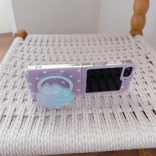 Coque magnétique à pois pour Galaxy Z Flip5 blanc rigide