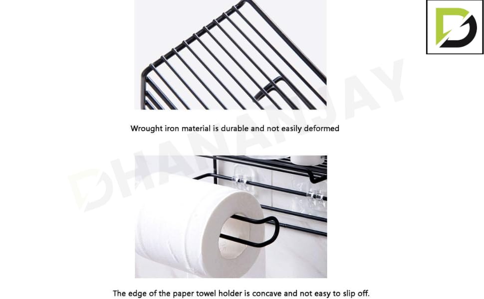 Image of Royal Brothers Self Adhesive Toilet Paper Holder /Tissue Paper Roll Holder with Mobile Stand /Towel Bar Hanger Storage Rack /Bathroom Accessories (Black)