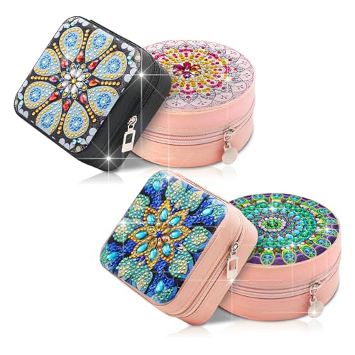 CharySim Diamond Painting portagioie fai da te per bambine 6 7 8 9 10 11 12 13 anni, set creativo per ragazze a partire dai 14 15 16 anni, set fai da te per bambini, regalo di compleanno (blu e nero)