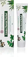 PHYTOTERAPICA - Creme Dental Herbal Adulto - Com extrato natural de Melaleuca, Menta, Copaíba e Aloe Vera, Controle de cáries e na remoção de manchas - 80g