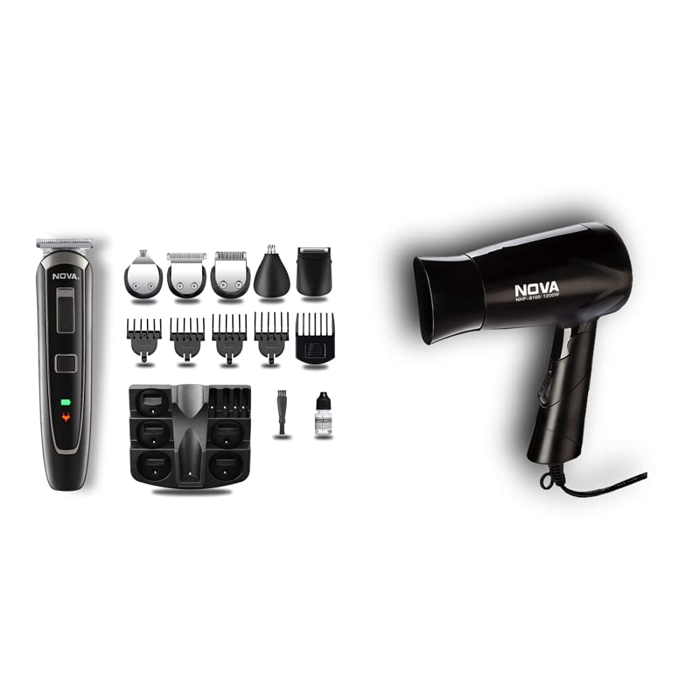 Nova NG 1150 Cordless and Rechargeable Multi Grooming Trimmer for Men Runtime: 60 Mins (Black) & NHT-1071 Titanium Coated Cordless: 45 Minutes USB Trimmer for Men (Black/Blue) (B0BHJ2DCTH) Amazon Price History, Amazon Price Tracker