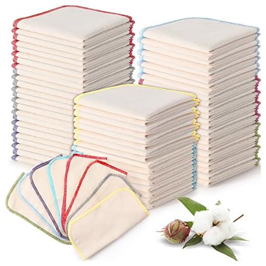 64 Pcs Flannel Cloth Baby Wipes Reusable Baby Diapers Wipes Washable Natural Unbleached Baby Face Wipes Soft and Sturdy Cloth Wipes 8 Colors Outer Stitching 8 x 8 Inches