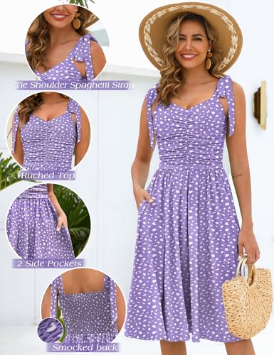 Image of Kranda Women 2026 Summer Casual Spaghetti Strap Sundress V Neck Sleeveless Flowy Boho Floral Midi Dress with Pockets