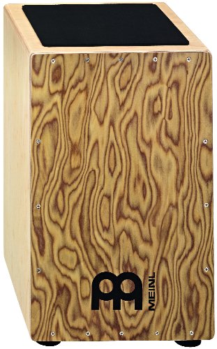 Meinl Percussion CAJ8MB-M String Cajon with Pickup, Makah Burl Front Plate, Wood/Brown