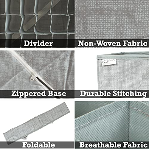 Image of HOKIPO Non-Woven Undergarment Organizer Storage Box for Drawers Bra Panty Socks Tie Lingerie Organizer for Wardrobe, Grey, 18 Grids (IN-333-GRY)