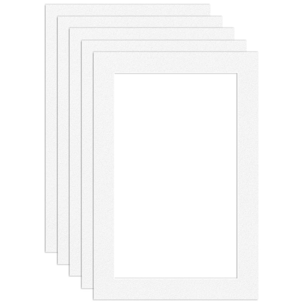 Procut Global 6x4" White Picture Mounts Board to Fit 5x3" Aperture Size - Photo Mount Card Ideal for Prints, Artwork, Crafts & Certificates - Sizes & Colors Available - Pack of 5 — image 1
