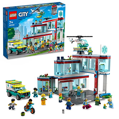 LEGO 60330 City Krankenhaus mit Krankenwagen, Rettungshubschrauber und 12...