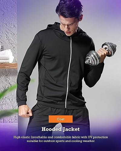 BOOMCOOL Conjunto de 5 peças de roupas de ginástica masculinas, Preto, XXG