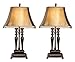 Ashley Furniture Signature Design - Desana Traditional Table Lamps - Set of 2 - Silky Beige Shades - Dark Brown with Gold Finish