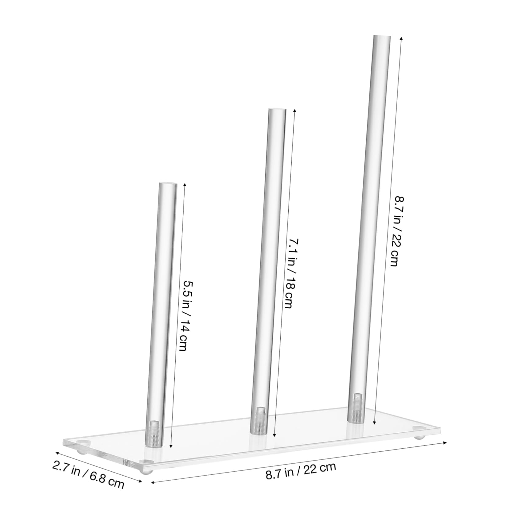 3 Stück-acryl Haargummihalter Vertikaler Turm mit 3 Stäben für Haarbänder und Armreifen Modern für Schminktisch