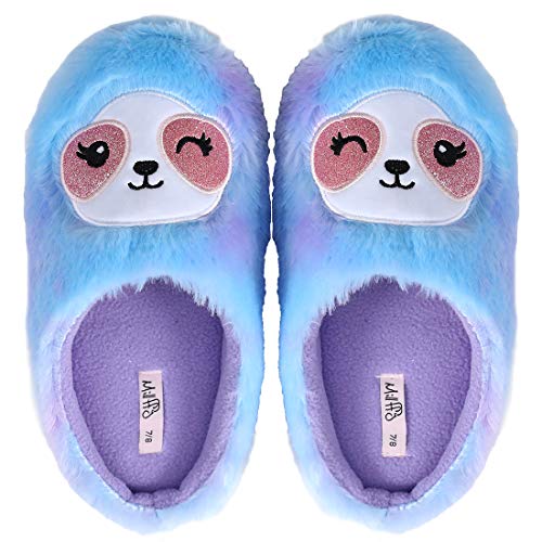 Millffy Soft Fuzzy Animal Slippers Mother Daughter Sloth Foot Pals Rainbow Unicorn Slippers for Girls Women2