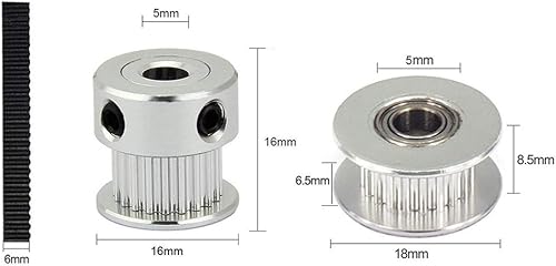 Miniatura 4 de KeeYees Correa de distribución 5M GT2 de 0.236 pulgadas de ancho + 4 piezas de 20 dientes de 0.197 in de diámetro interior de la rueda de polea + 4