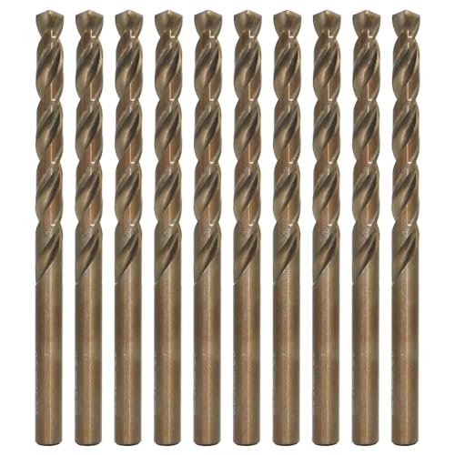 Metric Cobalt Drill Bits 6.5mm 10PCS, M35 high Speed Steel, high Hardness Straight Shank Drill, Mechanical or Hand Drill for Drilling, Suitable for Stainless Steel, Iron, Copper and Aluminum.