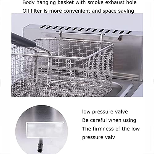 JIADUOFU 6 Liter Edelstahl Friteuse, Edelstahl-fritteuse Mit Hoher Kapazität, Mkommerzielle Gas Fritteuse Fritteuse Arbeitsplatte Öl Friteuse Für Restaurant Home – Bild 3