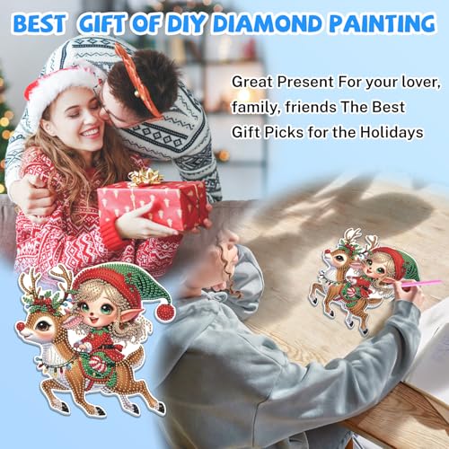 Lxmsja Christmas Diamond Art Hanging Ornaments with Chain - Image 4