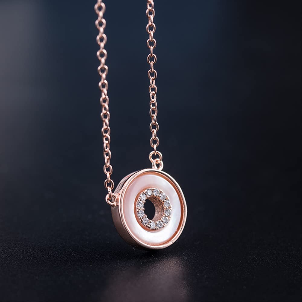 YZYSHHX Colgante y Collar Redondo Ahuecado para Mujer, joyería geométrica con Temperamento de Concha con Incrustaciones, Hecha en China