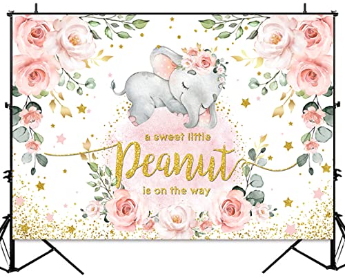 Fondo para baby shower niña elefante rosa 5x3ft miniatura 3