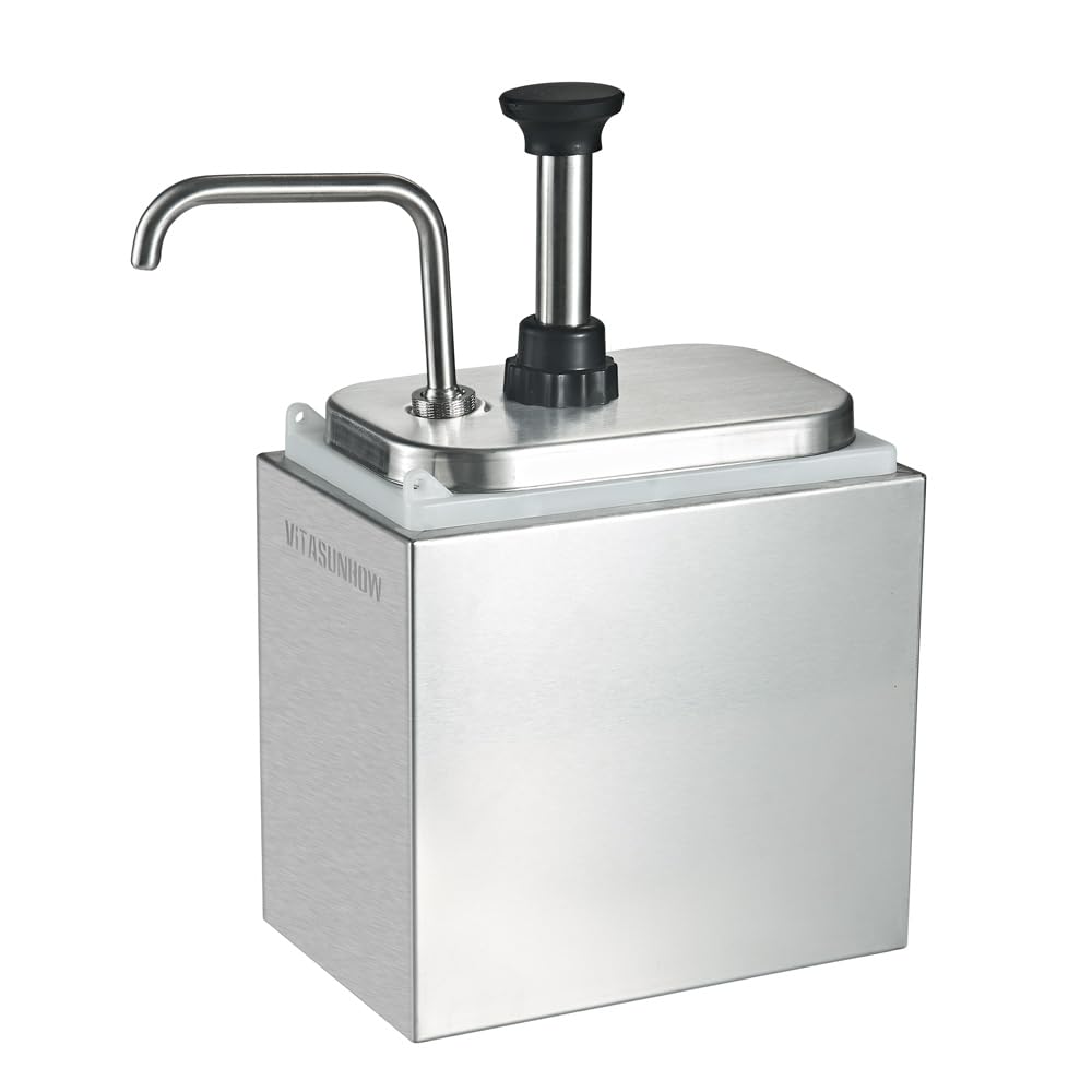 Pompe à sauce en acier inoxydable | Station de condiments de qualité alimentaire pour cuisine et restaurant | ketchup, vinaigrette, sauce soja, vinaigre, mayonnaise (JLT-1002S)