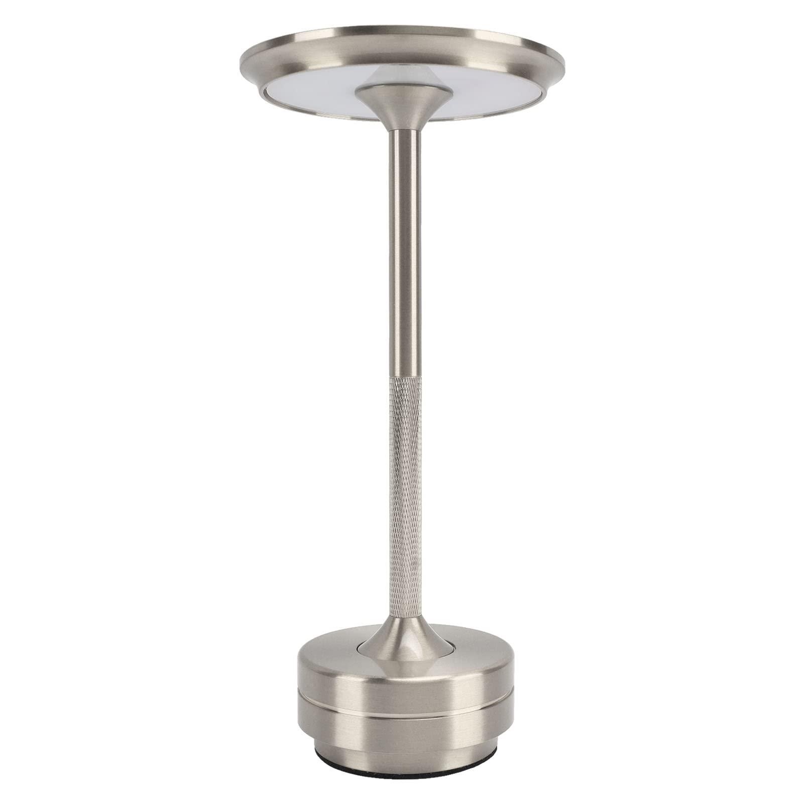 BAUD Cordless Table Lamp, 3 Gears Brightness Soft Light Quick Charging Chip 360 Degrees No Dead Space Battery Powered Table Light Touching Switch Vintage Style Rechargeable Desk Lamp (Silver)