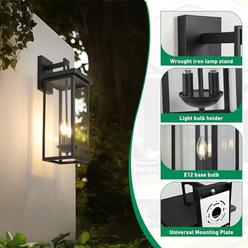 22-Inch-Large-Black-Outdoor-Wall-Lights-Exterior-Lighting-FixturesOutside-Lights-for-HouseFront-Porch-LightWaterproof-Outdoor-Wall-Sconce-Lights-Carriage-Lights-Exterior-LightsE12-Base2 22 Inch Large Black Outdoor Wall Lights Exterior Lighting FixturesOutside Lights for HouseFront Porch LightWaterproof Outdoor Wall Sconce Lights Carriage Lights Exterior LightsE12 Base2