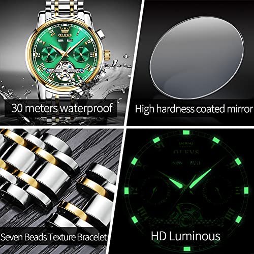 Image of OLEVS Automatic Watch for Men Self Winding Mechanical Luxury Business Stainless Steel Multi Calendar Waterproof Luminous Wrist Watches