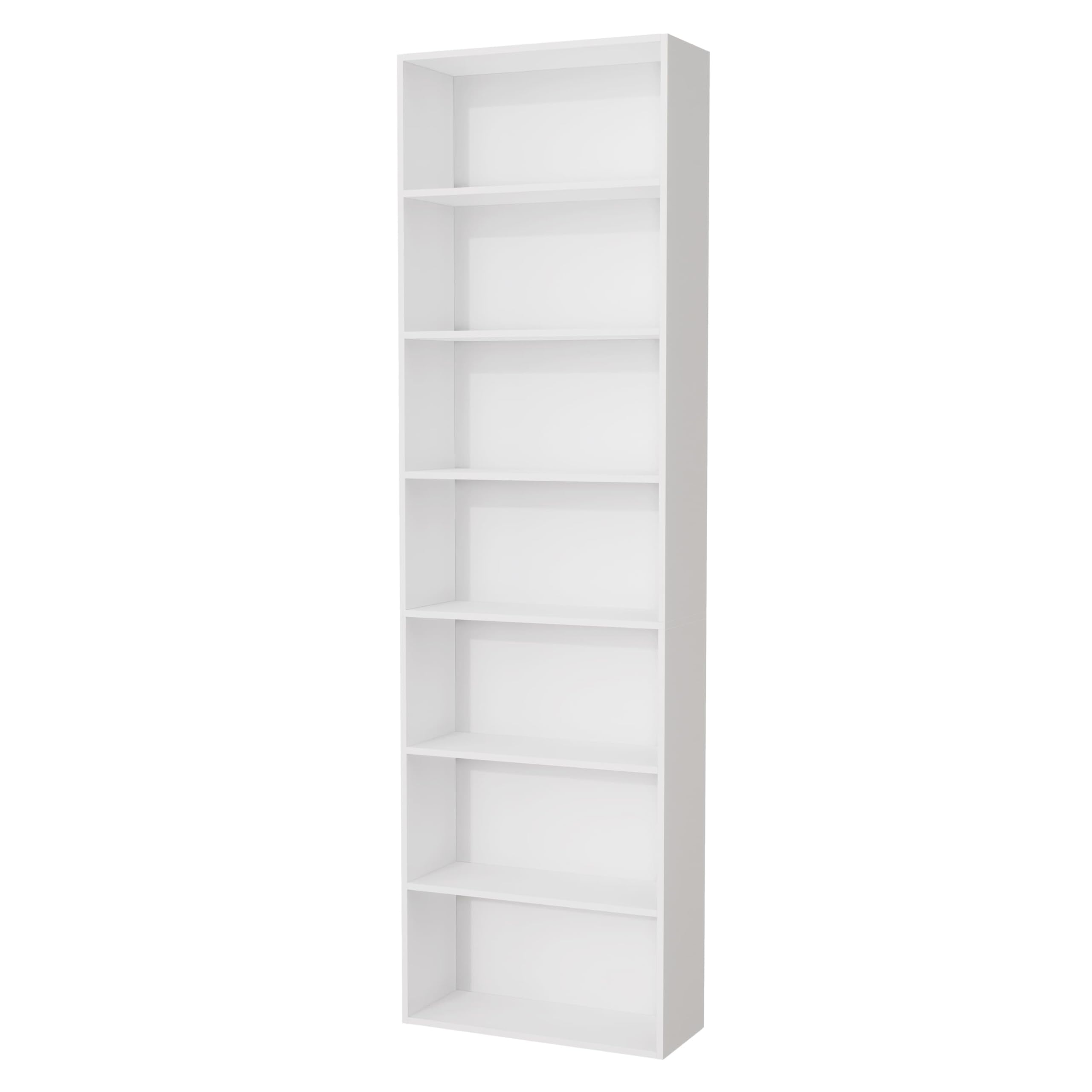 Nera Wooden 7 Tier Bookcase Standing Shelf Tall Storage Shelving Unit for Storage (White)