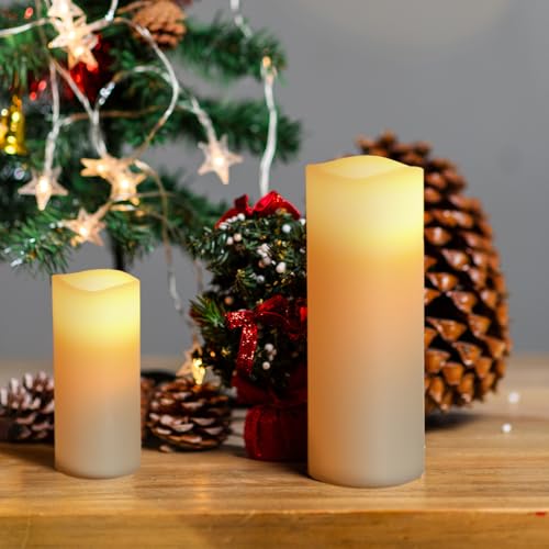Image of Halloween Flameless Candles Battery Operated LED Candles with Timer and Remote, Pack of 9 Real Wax Pillar Candles Flickering Candle for Home & Holiday Romantic Decor