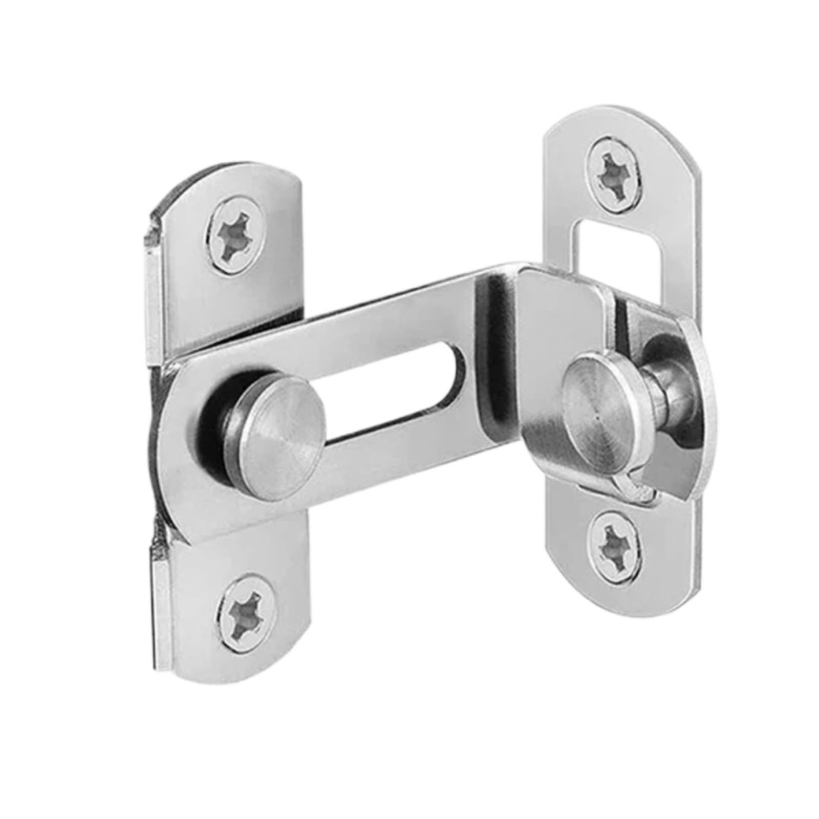 4 Pcs Door Lock Guard Latch Bolt 90 Degree Stainless Steel Toggle Latch Sliding Barn Door Lock Cabinet Closet Right Angle Lock for Garden(Silver S-90 Degree)