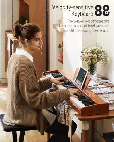 Image of Donner Piano Keyboard 88 Keys, Beginner Digital Piano with 88 Key Velocity-Sensitive Keyboard with X-Style Piano Bench